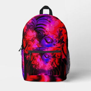 Neon Goddess in Enchanted Forest Printed Backpack