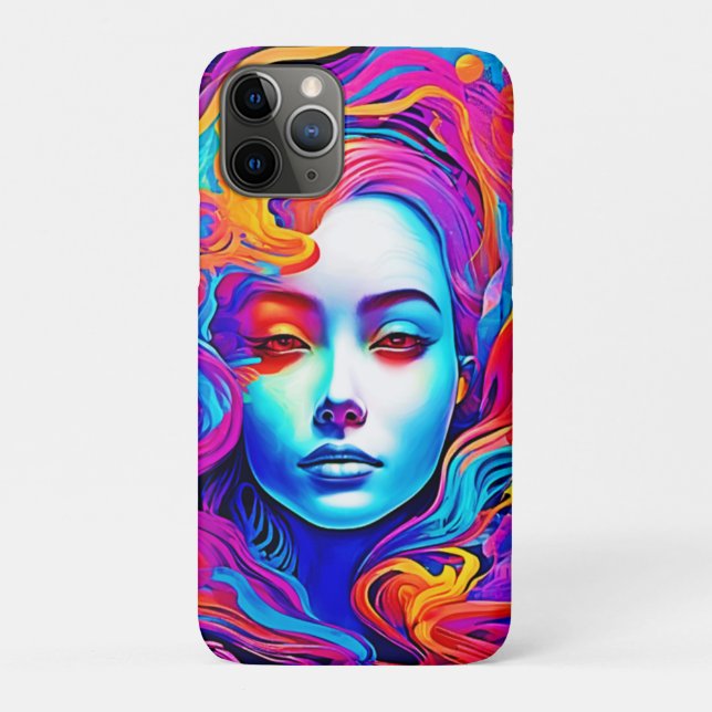 Neon Goddess with Flowing Cosmic Hair Case-Mate iPhone Case (Back)