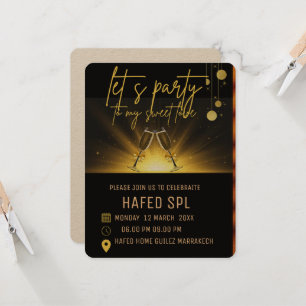 Neon Gold Light Digital Party e-invite Template, B Invitation