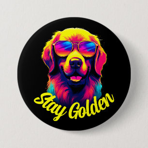 Neon Golden Retriever 7.5 Cm Round Badge