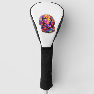 Neon Golden Retriever Golf Head Cover