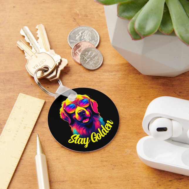 Neon Golden Retriever Key Ring (Desk)
