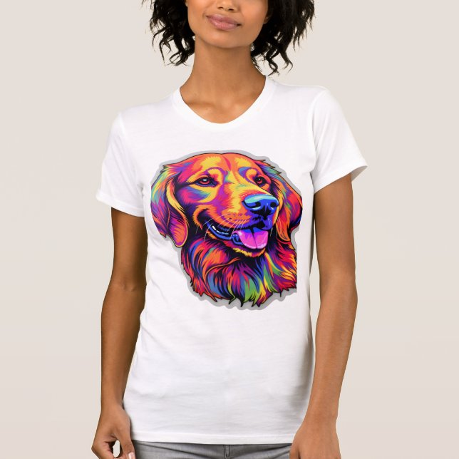 Neon Golden Retriever   T-Shirt (Front)