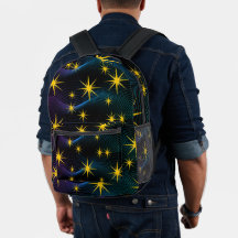 Neon Golden Stars Cosmic Wave Print Cut Sew Bag