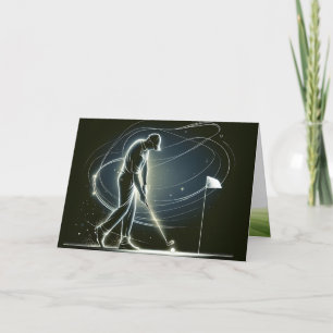 Neon Golfer Putting the Ball for Birthday Card