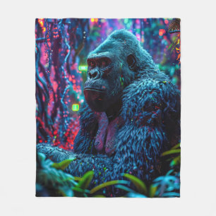 Neon Gorilla Fleece Blanket