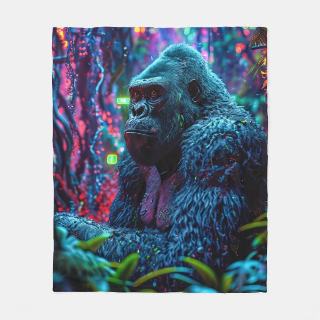 Neon Gorilla Fleece Blanket (Front)