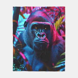 Neon Gorilla Fleece Blanket