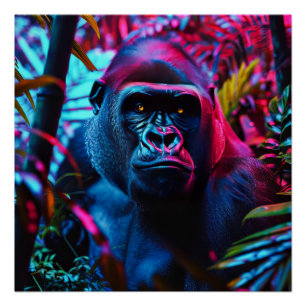 Neon Gorilla Poster