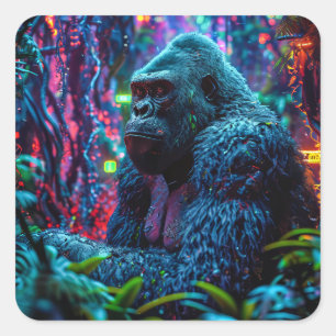 Neon Gorilla Square Sticker