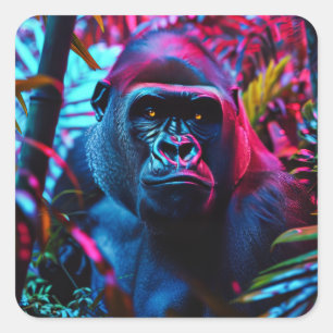 Neon Gorilla Square Sticker