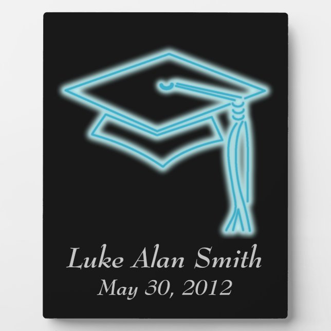 Neon Grad Cap Light Blue Plaque (Front)