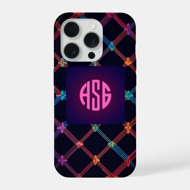 Neon Gradient Custom Monogram iPhone case (Back)