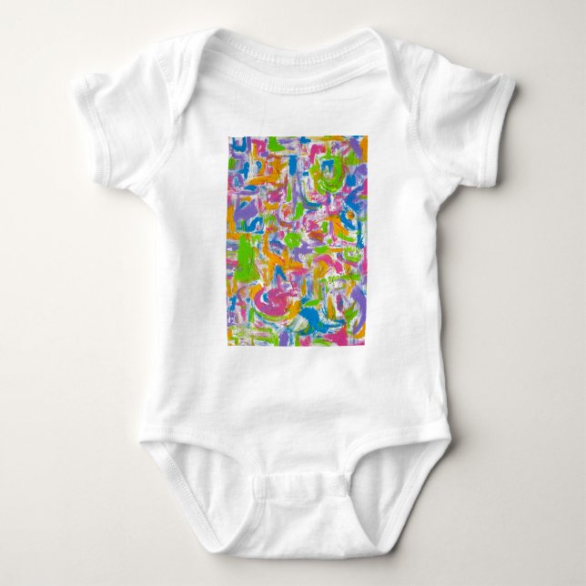 Neon Graffiti-Abstract Art Brushstrokes Baby Bodysuit (Front)