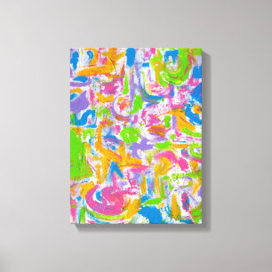Neon Graffiti-Abstract Art Brushstrokes Canvas Print