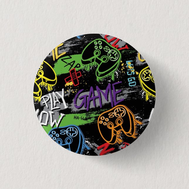 Neon Graffiti Gaming Pattern 3 Cm Round Badge (Front)