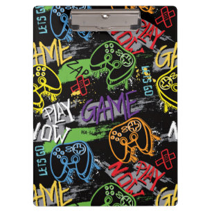 Neon Graffiti Gaming Pattern Clipboard