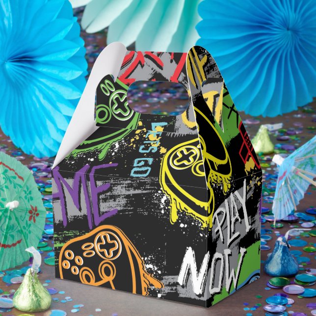 Neon Graffiti Gaming Pattern Favour Box (Party)