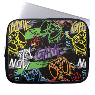 Neon Graffiti Gaming Pattern Laptop Sleeve