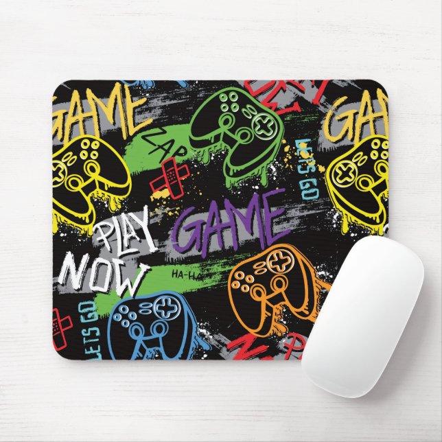 Neon Graffiti Gaming Pattern Mouse Pad (With Mouse)