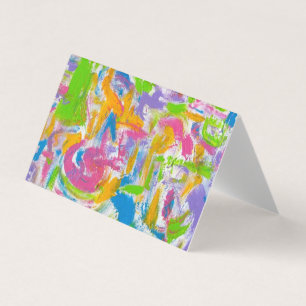 Neon Graffiti-Hand Painted Abstract Brushstrokes Business Card