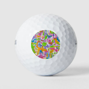 Neon Graffiti-Hand Painted Abstract Brushstrokes Golf Balls