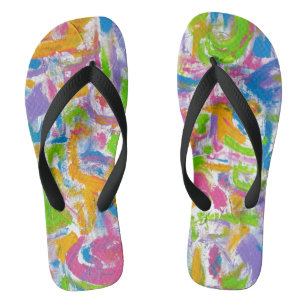 Neon Graffiti-Hand Painted Abstract Brushstrokes Jandals