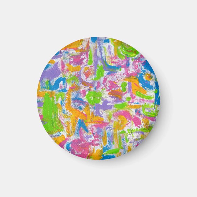 Neon Graffiti-Hand Painted Abstract Brushstrokes Magnet (Front)