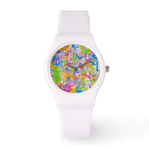 Neon Graffiti-Hand Painted Abstract Brushstrokes Watch