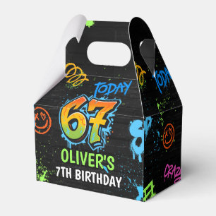 Neon Graffiti Six Seven Kids 7th Birthday Party Favour Box