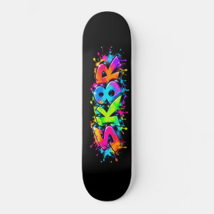 Neon Graffiti SK8R Skateboard Colourful Skater Art