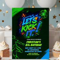 Neon Graffiti Teenager Soccer Ball Invitation