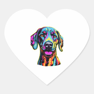 Neon Great Dane   Heart Sticker