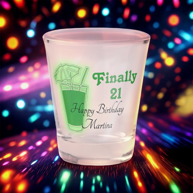 Neon Green 21st Birthday Shot Glass (Creator Uploaded)