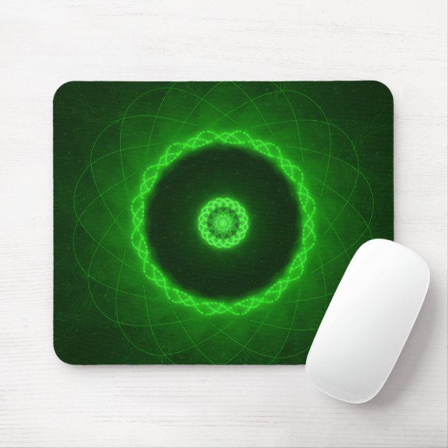 Neon Green Abstract Circular Pattern Mouse Pad (With Mouse)