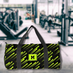 Neon Green Abstract Geometric Custom Gym Sports  Duffle Bag