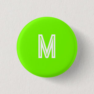 neon green - add monogram   3 cm round badge