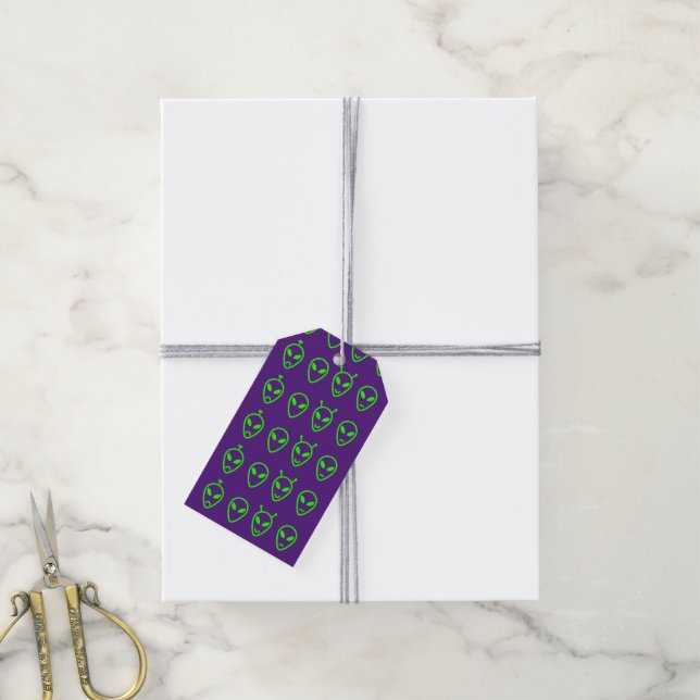 Neon Green Aliens Gift Tags (With Twine)