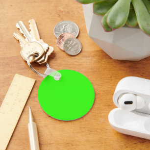 Neon Green Aluminium Circle Keychain