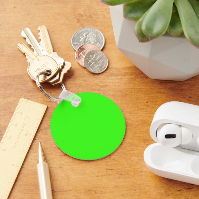 Neon Green Aluminium Circle Keychain (Desk)