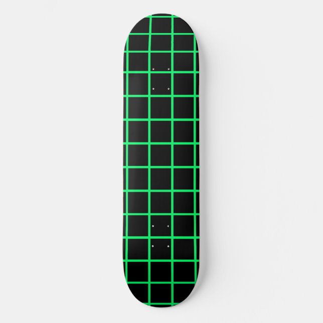 Neon Green and Black Grid Skateboard Deck (Front)