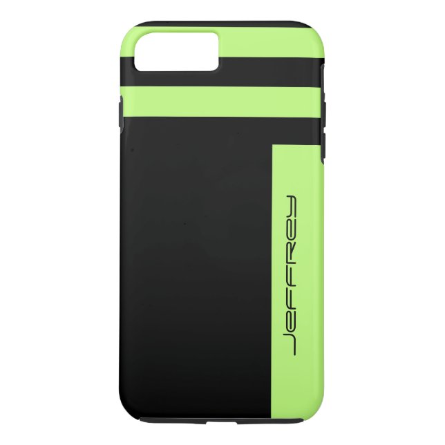 Neon Green and Black Minimalist, Name, Tough Case-Mate iPhone Case (Back)