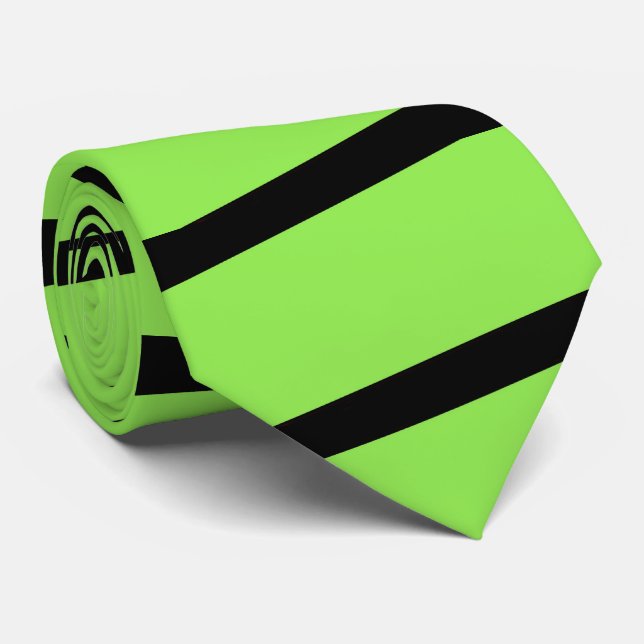 Neon Green and Black Stripe Classic Traditional Tie (Rolled)