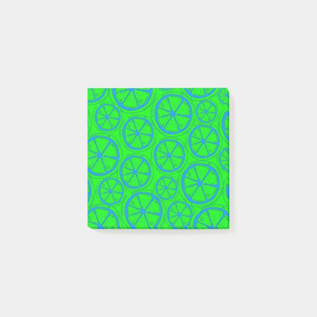 Neon Green and Blue Lemon Retro Spring & Summer  Post-it Notes (Front)