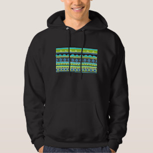 Neon Green and blue tribal pattern Hoodie