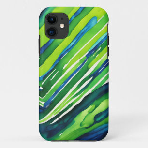 Neon Green and Dark Blue Stripes Art Case-Mate iPhone Case
