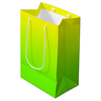 Neon Green and Neon Yellow Ombré  Shade Color Fade Medium Gift Bag
