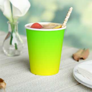 Neon Green and Neon Yellow Ombré  Shade Color Fade Paper Cups