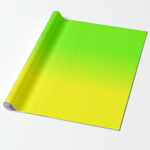 Neon Green and Neon Yellow Ombré  Shade Color Fade Wrapping Paper