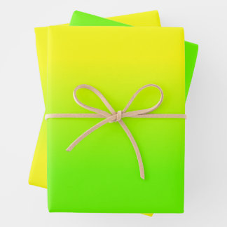 Neon Green and Neon Yellow Ombré  Shade Color Fade Wrapping Paper Sheet